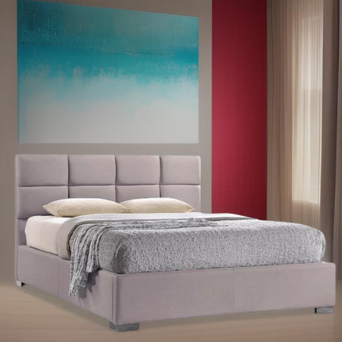 E-Furniture Athens Queen size Non storage upholstered bed in Grey color - E-FURNITURE