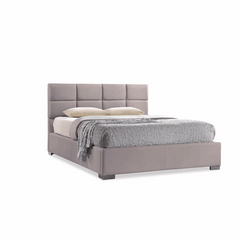 E-Furniture Athens Queen size Non storage upholstered bed in Grey color - E-FURNITURE
