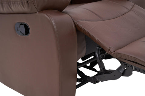 E-Furniture choco recliner single seater manual in brown color leatherette - E-FURNITURE