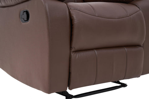 E-Furniture choco recliner single seater manual in brown color leatherette - E-FURNITURE