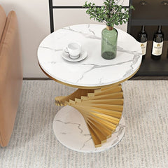 E-Furniture SanFrancisco Side Table marble white