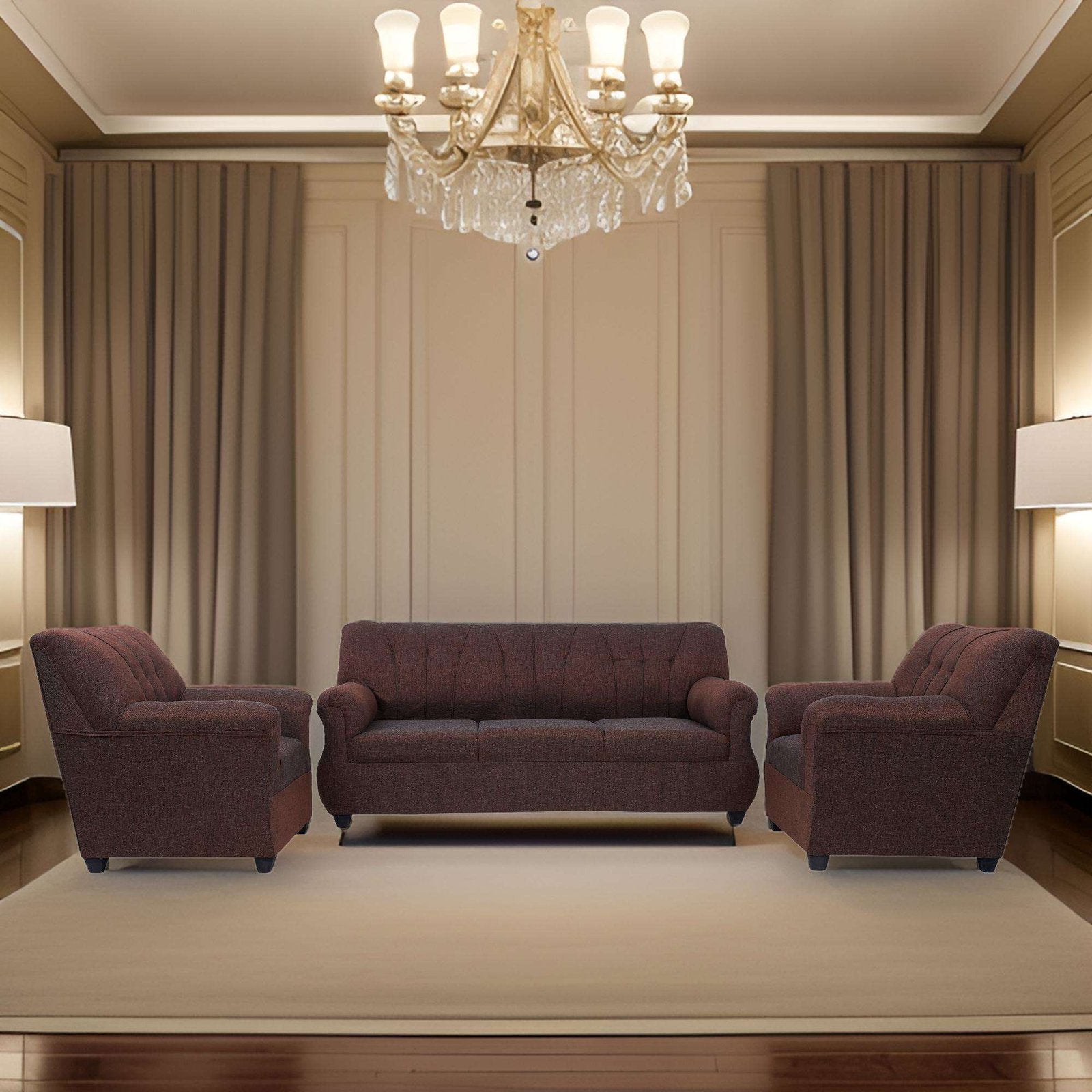 Arica Chocolate Brown Sofa Set by E-furniture