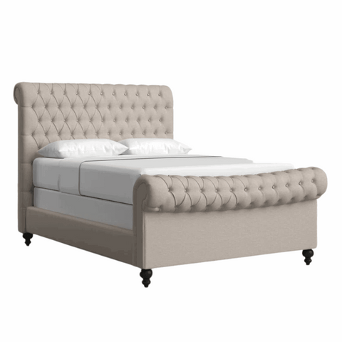 E-Furniture Madrid King Size Non Storage Upholstered Bed In Yellow Color - E-FURNITURE