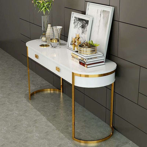 E-Furniture LosAngeles Console Table white and gold