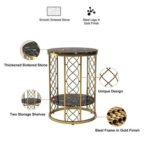 E-Furniture Sacramento Side Table marble white