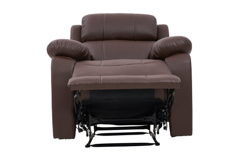E-Furniture choco recliner single seater manual in brown color leatherette - E-FURNITURE