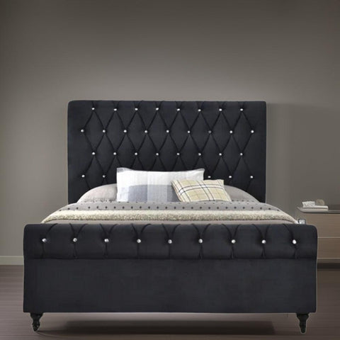 E-Furniture Sydney King size Non storage upholstered bed in Black color - E-FURNITURE