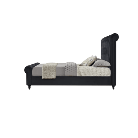 E-Furniture Sydney King size Non storage upholstered bed in Black color - E-FURNITURE