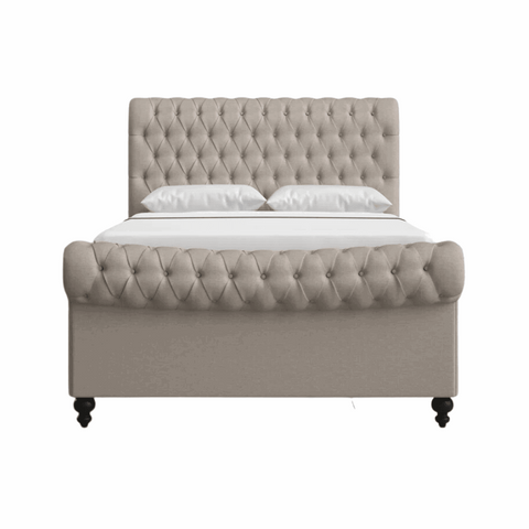 E-Furniture Madrid King Size Non Storage Upholstered Bed In Yellow Color - E-FURNITURE