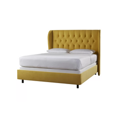 E-Furniture Rome Queen size Non storage upholstered bed in Yellow color - E-FURNITURE