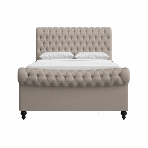 E-Furniture Madrid Queen Size Non Storage Upholstered Bed In Yellow Color - E-FURNITURE