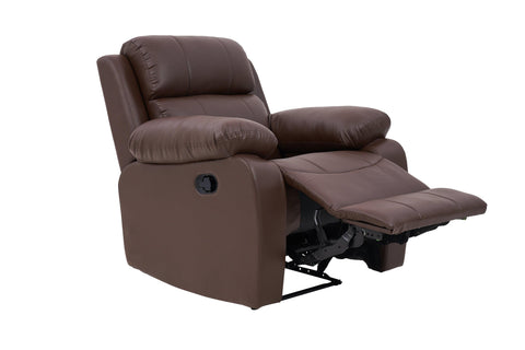 E-Furniture choco recliner single seater manual in brown color leatherette - E-FURNITURE