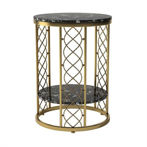 E-Furniture Sacramento Side Table marble white