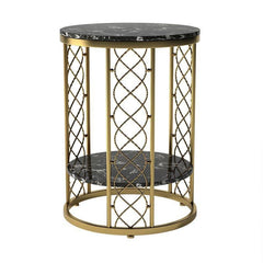E-Furniture Sacramento Side Table marble white