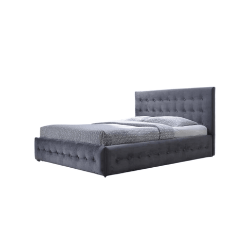 E-Furniture Italia King Size Non Storage Upholstered Bed In Grey Color - E-FURNITURE