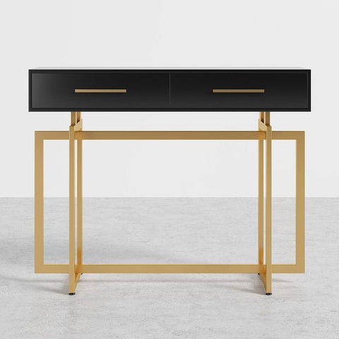 E-Furniture London Console Table glossy black and gold