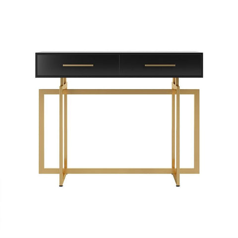 E-Furniture London Console Table glossy black and gold