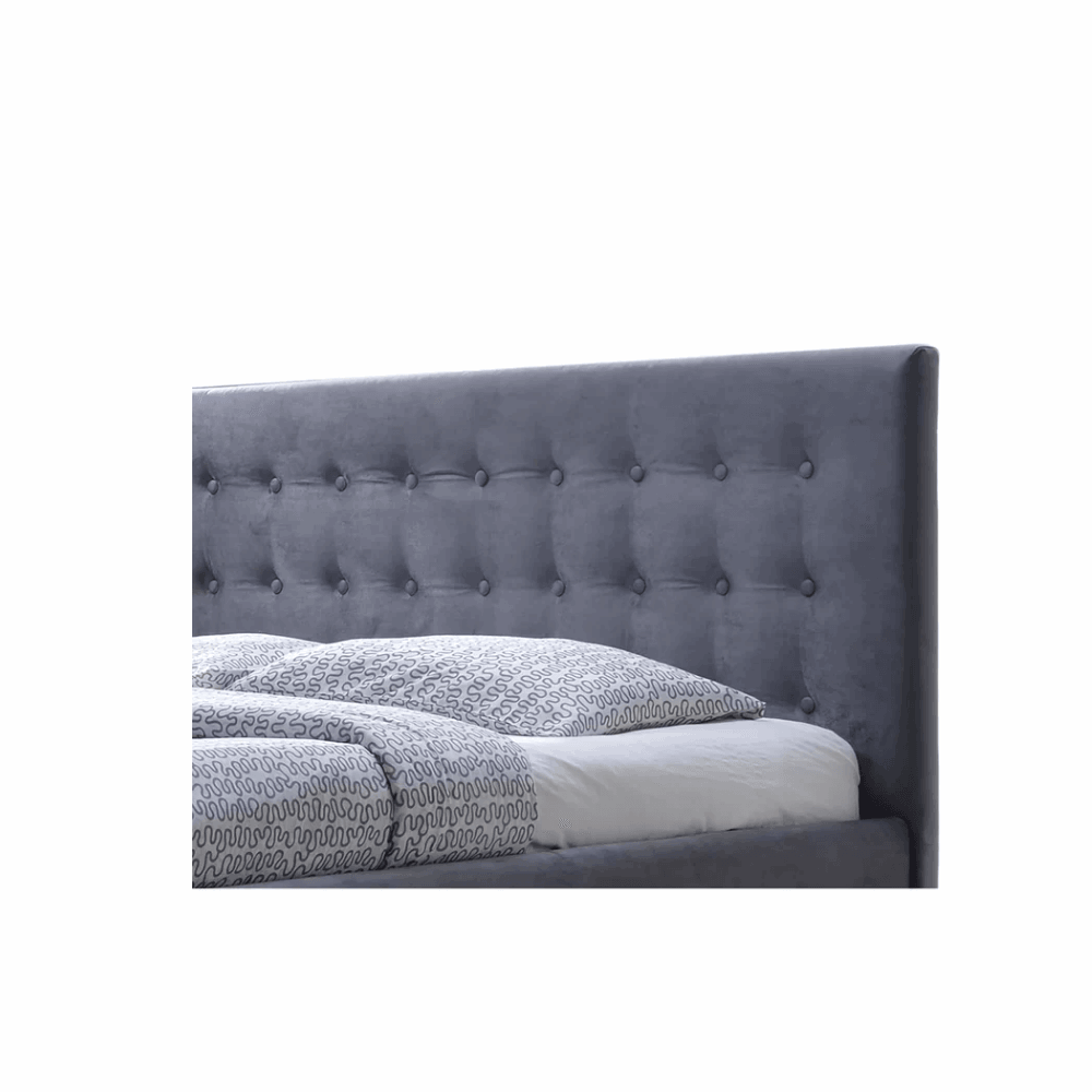 E-Furniture Italia Queen Size Non Storage Upholstered Bed In Grey Color - E-FURNITURE