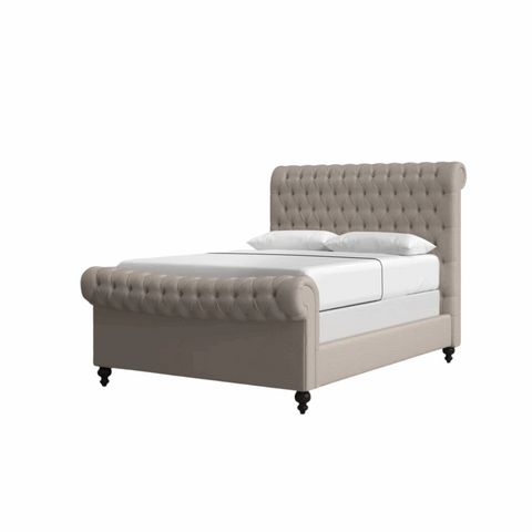 E-Furniture Madrid Queen Size Non Storage Upholstered Bed In Yellow Color - E-FURNITURE