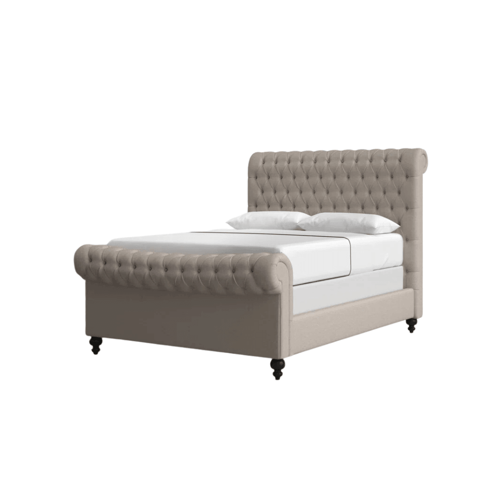 E-Furniture Madrid King Size Non Storage Upholstered Bed In Yellow Color - E-FURNITURE