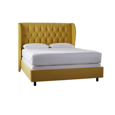 E-Furniture Rome King Size Non Storage Upholstered Bed In Yellow Color - E-FURNITURE