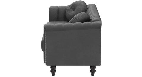 E-FURNITURE Luther 3 seater couch velvet Finish In Grey Colour Grey