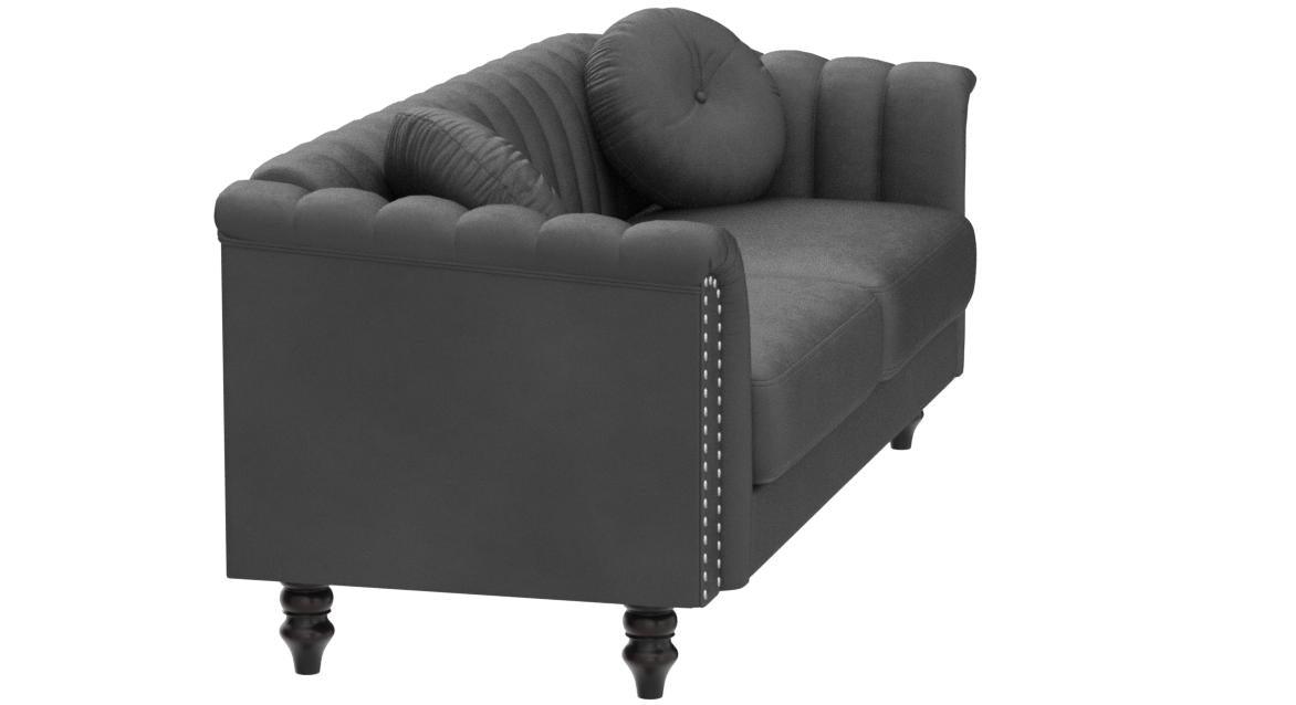 E-FURNITURE Luther 3 seater couch velvet Finish In Grey Colour - E-FURNITURE