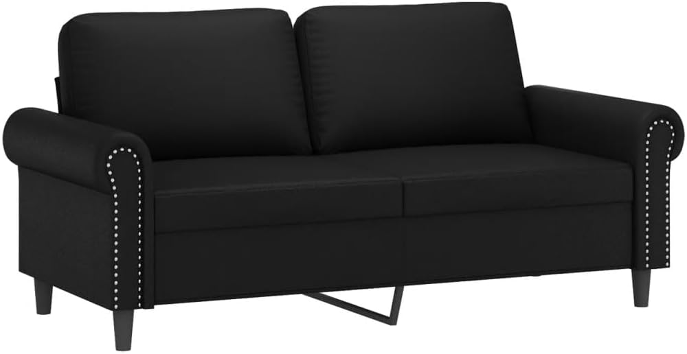 E-Furniture Obsidian Noir 3+2, Ottoman Sofa Pack In Black Colour Leatherette