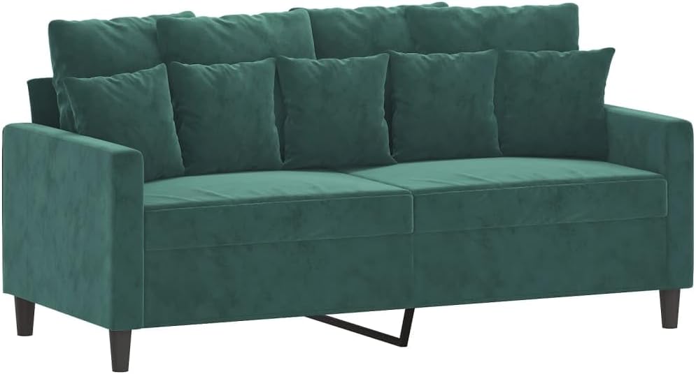 E-Furniture Velvet Majesty 3+2, Sofa Pack In Green Colour