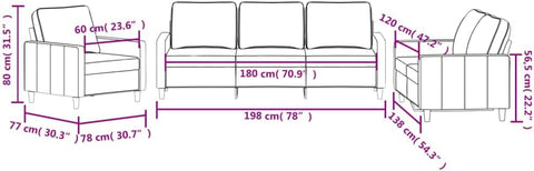 E-Furniture Glimmer Noir 3+2+1 Sofa Pack In Dark Grey Colour