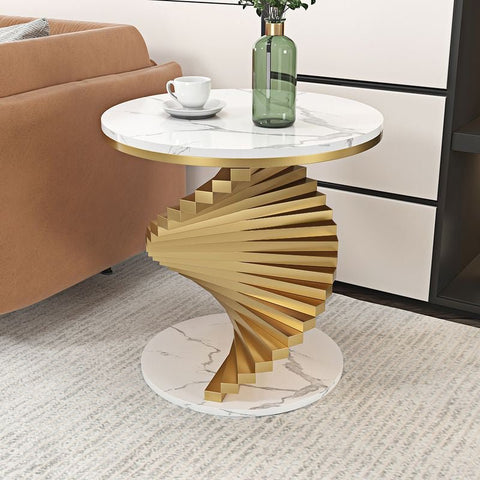 E-Furniture SanFrancisco Side Table marble white