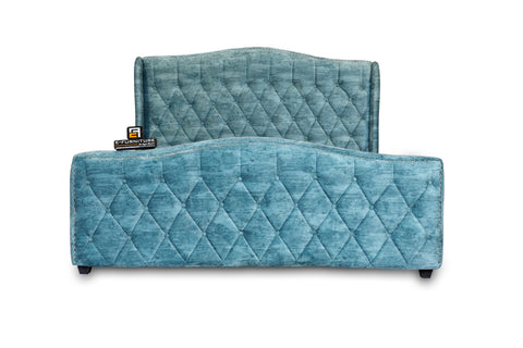 E-Furniture | Bella Upholstered Teak Queen Size Bed without Storage