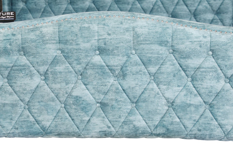 E-Furniture | Bella Upholstered Teak Queen Size Bed without Storage