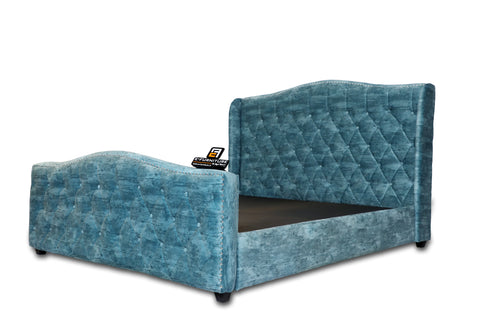 E-Furniture | Bella Upholstered Teak Queen Size Bed without Storage