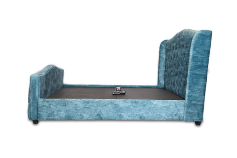 E-Furniture | Bella Upholstered Teak Queen Size Bed without Storage