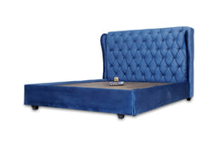 E-Furniture | Elegance Velvet Upholstered King Size without Storage, Sapphire Blue