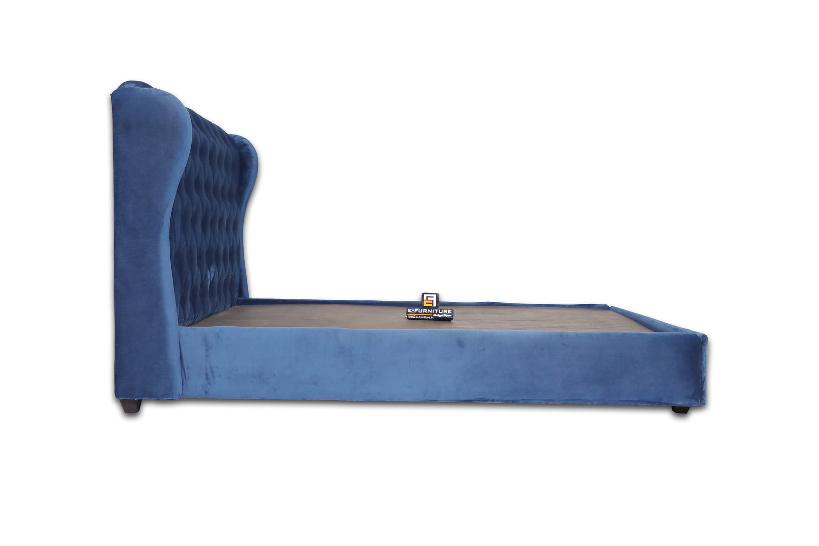 E-Furniture | Elegance Velvet Upholstered King Size without Storage, Sapphire Blue