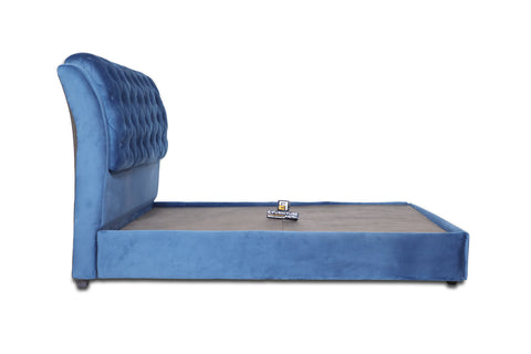 E-Furniture | Serenity Velvet King Size Bed without Storage, Ocean Blue