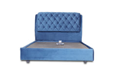 E-Furniture | Serenity Velvet King Size Bed without Storage, Ocean Blue