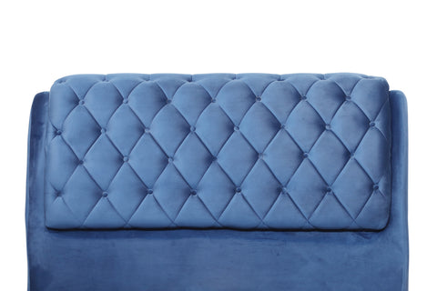 E-Furniture | Serenity Velvet King Size Bed without Storage, Ocean Blue