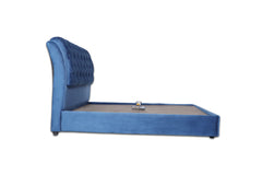 E-Furniture | Serenity Velvet King Size Bed without Storage, Ocean Blue