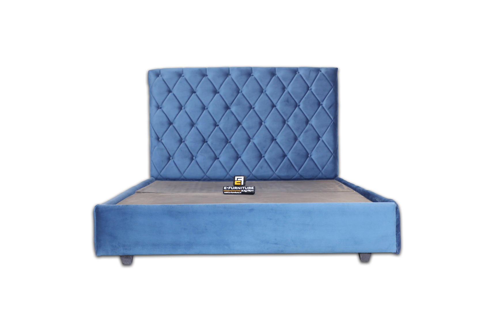 E-Furniture | Azure Diamond King Size Bed without Storage, Sapphire Blue