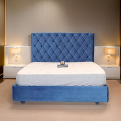 E-Furniture | Azure Diamond King Size Bed without Storage, Sapphire Blue