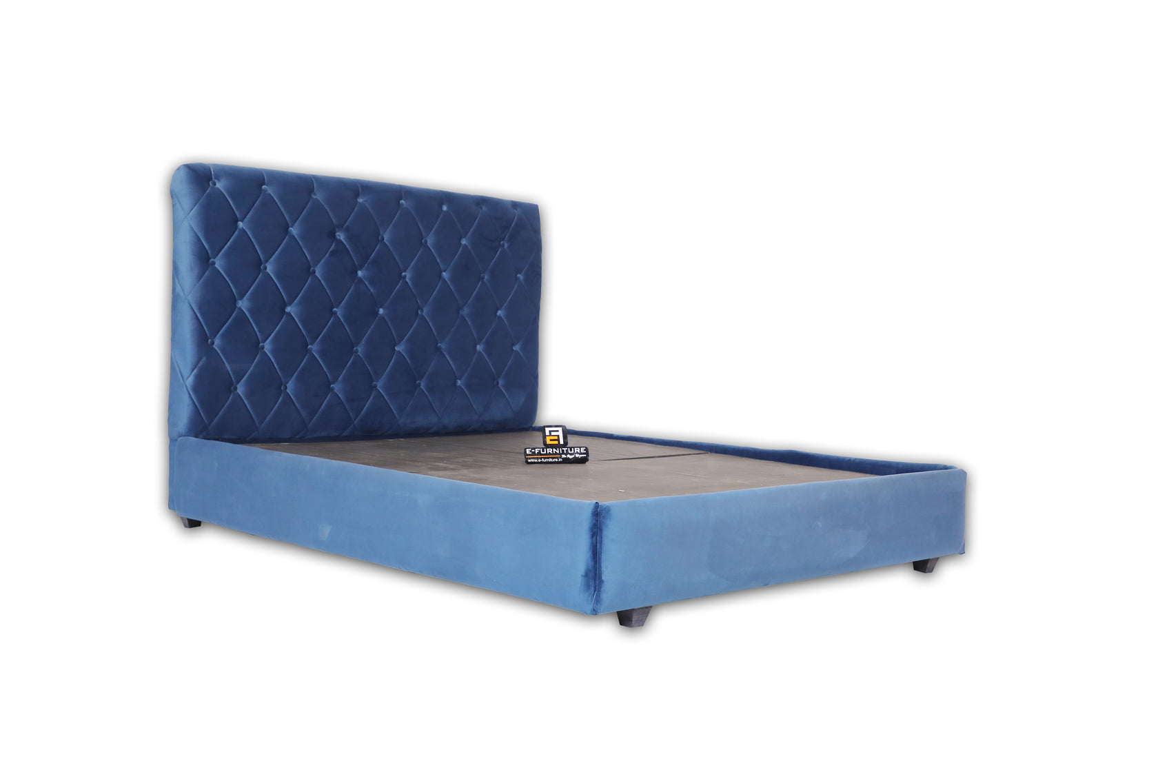 E-Furniture | Azure Diamond King Size Bed without Storage, Sapphire Blue