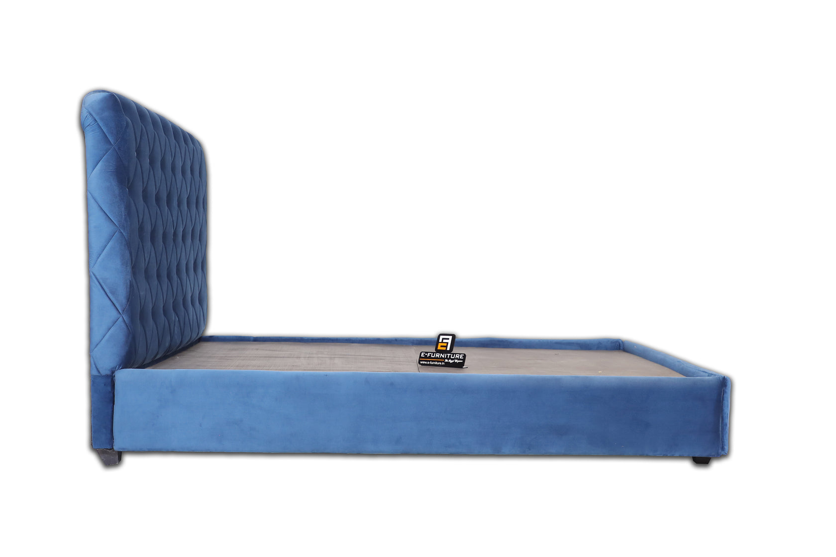 E-Furniture | Azure Diamond King Size Bed without Storage, Sapphire Blue