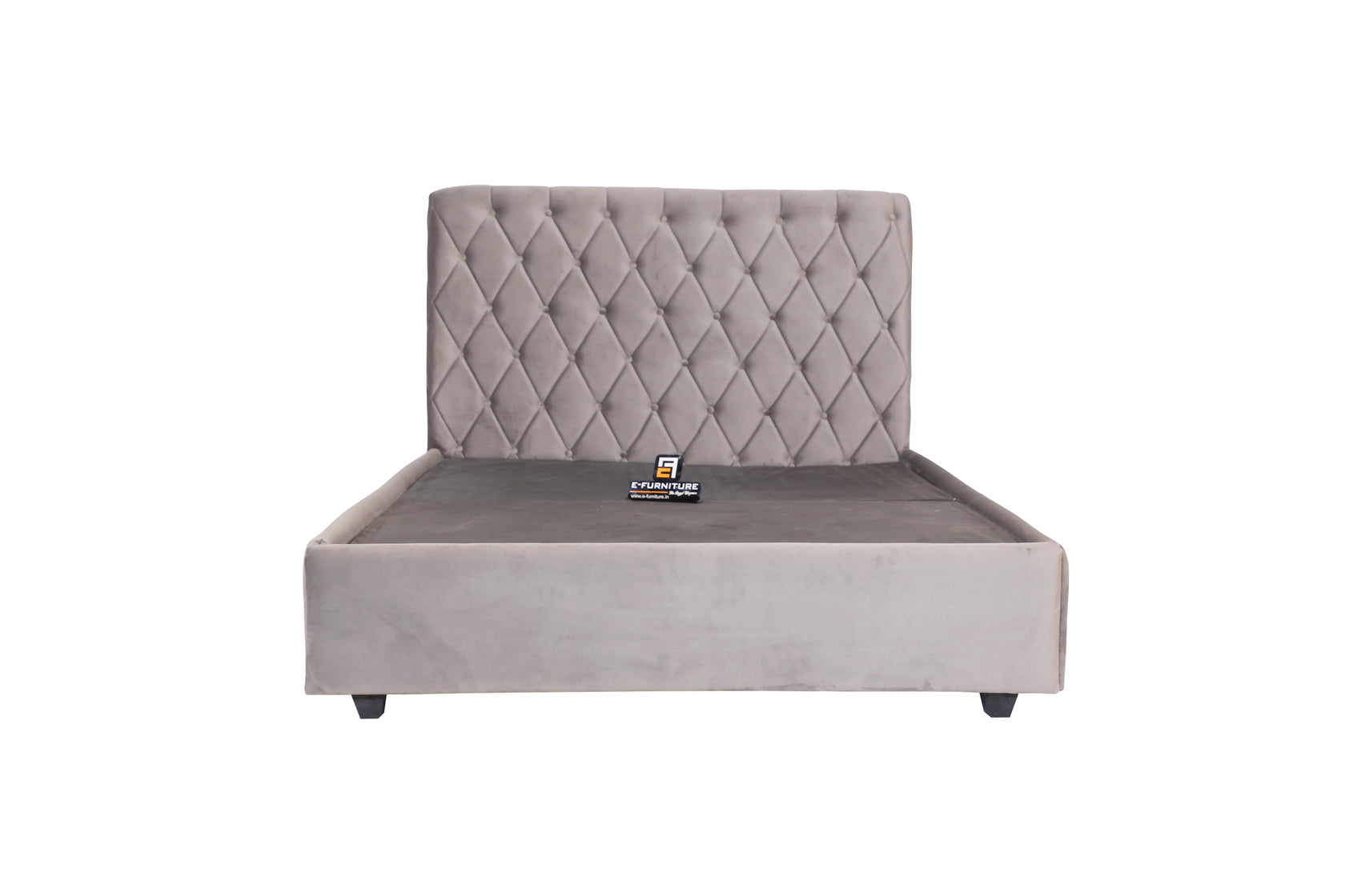 E-Furniture | Grayson Tufted Queen Size Bed with Drawer Storage, Charcoal Gray