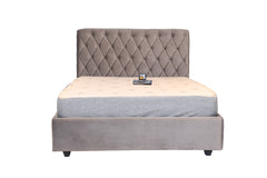 E-Furniture | Grayson Tufted Queen Size Bed with Drawer Storage, Charcoal Gray