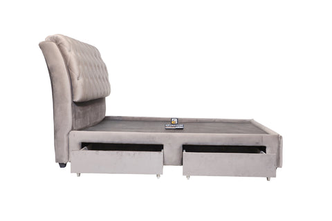 E-Furniture | LoftSpace King Size Bed with Side Storage, Slate Gray