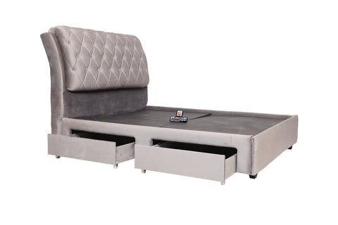 E-Furniture | LoftSpace King Size Bed with Side Storage, Slate Gray