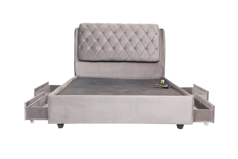 E-Furniture | LoftSpace King Size Bed with Side Storage, Slate Gray